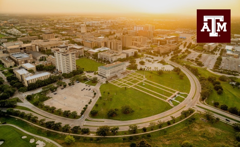 Aerial view of Texas A and M university where Doctor Markle attended dental school