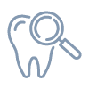 Animated tooth with magnifying glass